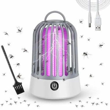 Electric Mosquito Zapper, Portable Rechargeable Bug Zapper, Waterproof Insect Killer, Electric Fly Zapper for Home, Patio, Camping (Grey)