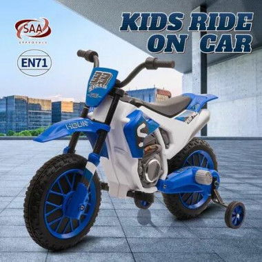 Electric Motorbike Ride On Car Toy 12V Motorcycle Dirt Bike Off Road Vehicle Sport Street Bicycle Training Wheels Battery Charger 4.2-6.4km/h Speeds