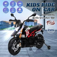 Detailed information about the product Electric Motorbike Ride On Car Toy Off Road Vehicle Motorcycle Dirt Bike Bicycle Licensed 12V Powered Training Wheels LED Music Aprilia Dorsoduro 900
