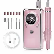 Detailed information about the product Electric Nail Drill-35000RPM Portable Acrylic Gel Polish Remover Nail Drill Machine with 6 Nail Bits,Professional Manicure Pedicure Polishing Tools for Home Salon,Pink