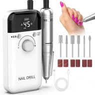 Detailed information about the product Electric Nail Drill Professional 45000 RPM, Rechargeable Nail Drill File Machine with 6 Bits, Portable Nail File for Manicure Salon Home (White)