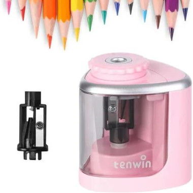 Electric Pencil Sharpener Automatic Pencil Sharpener for School,Home,Office,Classroom,with Replacement Blades,Manual and Electric Free to Switch,Pink