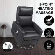 Detailed information about the product Electric Recliner Chair Lift Massage 8 Point Heated Massaging Lounge Single Sofa Black Leather Armchair Power Assist Elderly Riser Senior Aged Care