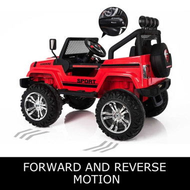 Electric Ride-On Jeep Remote Control Off-Road Kids Car With Built-in Songs - Red.