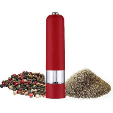 Electric Salt and Pepper Grinder, Battery Operated, Salt and Pepper Mills, Adjustable Coarseness,One Handed Operation 1 Pack (Red)