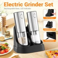 Detailed information about the product Electric Salt and Pepper Grinder Set 2PCS Stainless Steel Ceramic Mill USB Rechargeable Refillable Spice Shaker Blender Automatic Grinding Kitchen