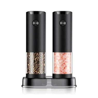 Electric Salt and Pepper Grinder Set Automatic Battery Pepper Mill Shakers Adjustable Coarseness Easy Filling Upgraded Larger Capacity with Led (2 Packï¼‰