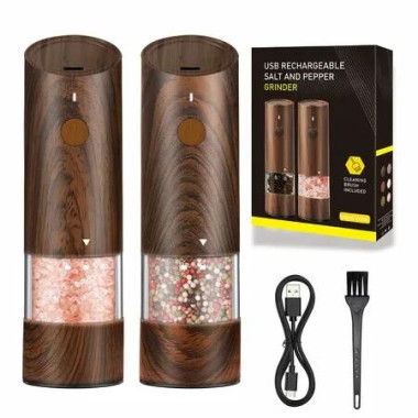 Electric Salt and Pepper Grinder Set Automatic Pepper and Salt Grinder Refillable with 6 Adjustable Coarseness Ceramic Core with LED Light Rechargeable