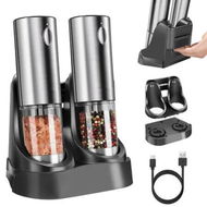 Detailed information about the product Electric Salt and Pepper Grinder Set Automatic Pepper Mills with Easy-to-Carry Dual Charging Station and Adjustable Coarseness with LED Light