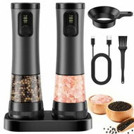 Detailed information about the product Electric Salt and Pepper Grinder Set Rechargeable Salt Grinder with Led Power Display Automatic Grinder with Storage Base for Kitchen
