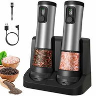 Detailed information about the product Electric Salt and Pepper Grinder Set with Charging Base, LED Display,Variable Grinding Speed Rechargeable Stainless Steel Automatic Pepper Mill