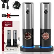 Detailed information about the product Electric Salt And Pepper Grinder Set With USB Rechargeable Base Automatic Powered Spice Mill Shakers Refillable LED Light.