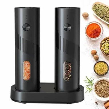 Electric Salt and Pepper Grinder Set,Rechargeable Automatic Salt Pepper Mill Grinder,Adjustable Coarseness,LED Light For Kitchen BBQ
