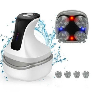 Electric Scalp Massage Rechargeable Wireless Portable Electric Scalp Massager Waterproof Handheld Massager with 4 Massage Claws(White)