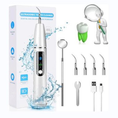 Electric Teeth Cleaner Kit Plaque Remover For Teeth Plaque And Tartar Remover Dental Tools With 4 Replaceable Heads And 1 Oral Mirror