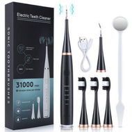 Detailed information about the product Electric Tooth Cleaner Dental Calculus RemoverTooth Scraper Teeth Cleaning Kit With 3 Cleaning Heads 5 Modes Oral Mirror Black