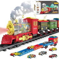 Detailed information about the product Electric Train Set Christmas Train Toys with Smokes, Lights and Sound, Folding Catapult Carriage with Random 4 Cars