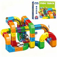 Detailed information about the product Electric Train Set,Flexible Race Track,3D Embedded Layouts Train Track Set,Gravity-Defying Motorized Car & Rail Cube Building Toy (123PCS)