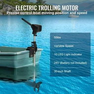 Detailed information about the product Electric Trolling Motor 55lb Thrust Transom Mounted 24-Volt Boat Motor Variable Speed 10 LED Indicator for Kayak, Inflatable Fishing Boats (30 Shaft)