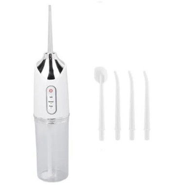 Electric Water Flosser Cordless for Teeth 3 Modes 4 Jet Tips Cleaning and Flossing Water Dental 220ml, White