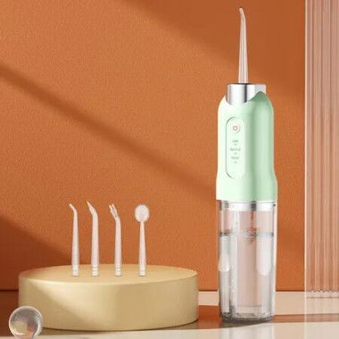 Electric Water Flosser Cordless for Teeth 3 Modes 4 Jet Tips Cleaning and Flossing Water Dental Portable Floss Irrigator for Men Women, Green