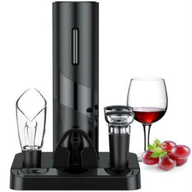 Electric Wine Opener Set Automatic Wine Bottle Corkscrew Openers Wine Pourer With Vacuum Wine Stoppers And Foil Cutter