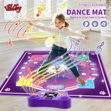 Electronic Dance Mat With Bluetooth,Musical Playing Carpet Toy Dancing Challenge Pad Game with LED Lights and 4 Modes for Kids Age 3-12