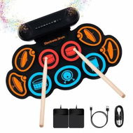Detailed information about the product Electronic Drum Set 9-Pad Drum Kit with Built-in Speakers,7 Drum Sounds,Bluetooth,AUX,Roll-up Drum Pad with Foot Pedals Rechargeable Battery(Colours)