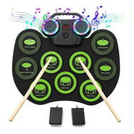 Detailed information about the product Electronic Drum Set, 9 Pads Roll Up Electric Drum Kit With Bluetooth, 2 Built in Speaker, Headphone Jack for Kids Beginners Age 3 Up