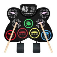 Detailed information about the product Electronic Drum Set 9 Pads Roll Up Electric Headphone Jack Speaker Sticks Foot Pedals Kids Xmas Gift Age 3+