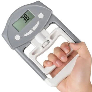 Electronic Hand Grip Strength Tester, Grip Strengthener Hand Exerciser Meter, Digital Hand Grip Training Gauge 220 Lbs / 99 Kgs for Sports (Gray)