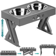 Detailed information about the product Elevated Dog Bowls Adjustable Raised Dog Bowl With 2 Stainless Steel 1.5L Dog Food Bowls.