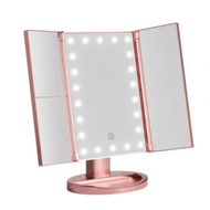 Detailed information about the product Embellir Tri-fold Makeup Mirror 1X2X3X Magnifying with LED Light Travel Portable Pink