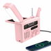 Emergency Hand Crank Weather Radio Solar AM/FM/NOAA Weather Portable Radio with Flashlight Bluetooth Speaker,SOS Alert for Home Outdoors Compass-Pink. Available at Crazy Sales for $79.99