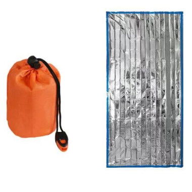 Emergency Sleeping Bag, Portable Emergency Blanket for Survival Gear, Thermal Bivy Sack with D-Type Buckle for Camping, Hiking, Outdoor, Silver