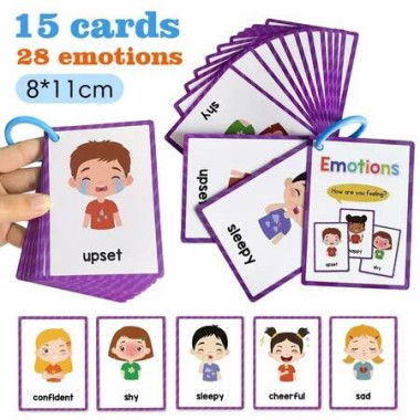 Emotions Montessori English Word Learning Flash Cards for Kids,Early Educational Flashcards,Classroom Supplies,Teaching Materials For Teachers