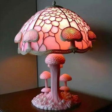 Enchanting Stained Glass Mushroom Lamp: Illuminate Your Space with Art