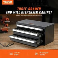 Detailed information about the product End Mill Dispenser Cabinet Three-Drawer End Mill Organizer Cabinet for 1/8' to 1' Steel End Mill Dispenser Organizer Cabinet with Labels 29-Compartment