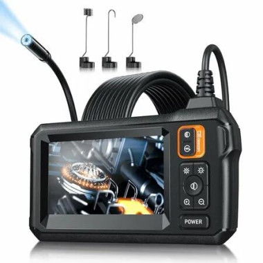 Endoscope Camera Inspection Borescope 43Inch 1920P HD Sewer Pipe Plumbing Tool Snake 8 LED Lights 5M Semi Rigid Cord IPS Screen IP67 Waterproof