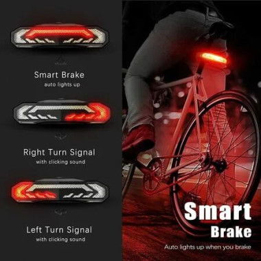 Enhanced Safety Smart Bike Tail Light with Turn Signals and Extended Brake Trail