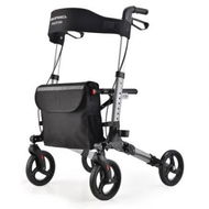 Detailed information about the product EQUIPMED Foldable Aluminium Walking Frame Rollator with Bag and Seat, Silver