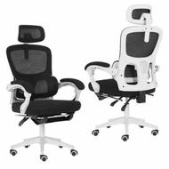 Detailed information about the product Ergonomic Reclining Office Chair - Footrest, Lumbar Support, Adjustable Headrest VELTRA - BLACK