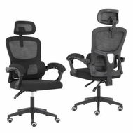 Detailed information about the product Ergonomic Reclining Office Chair - Lumbar Support, Adjustable Headrest VELTRA - BLACK