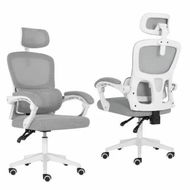Detailed information about the product Ergonomic Reclining Office Chair - Lumbar Support, Adjustable Headrest VELTRA - GREY