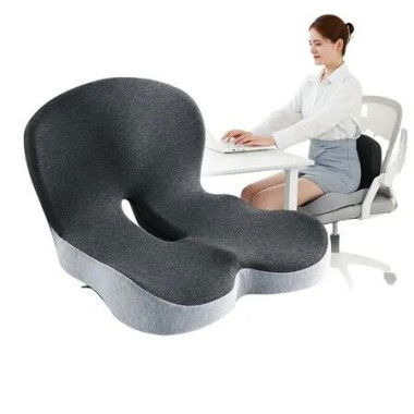 Ergonomic Seat Cushion for Office Chair Memory Foam for Tailbone Sciatica Back Pain Relief Washable Cover Non Slip Base Gift COL Gray