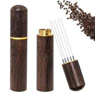 Detailed information about the product Espresso Coffee Stirrer, Espresso Distribution Tool Coffee Stirring Tool, Professional Barista Hand Needle Type Distribution Tool 6 Needles, Walnut Dark