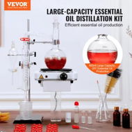 Detailed information about the product Essential Oil Distillation Kit 500ml Distillation Apparatus 3.3 Boro Lab Glassware Distillation Kit with 1000W Heating Plate and 24 40 Joint 33 pcs Set