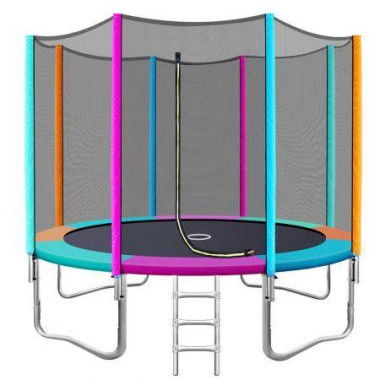 Everfit 10FT Trampoline for Kids w/ Ladder Enclosure Safety Net Pad Gift Round