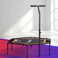 Detailed information about the product Everfit 51inch Hexagon Fitness Trampoline Rebounder Adjustable Handrail Orange