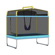 Detailed information about the product Everfit 6FT Trampoline for Kids w/ Enclosure Safety Net Swing Rectangle Yellow